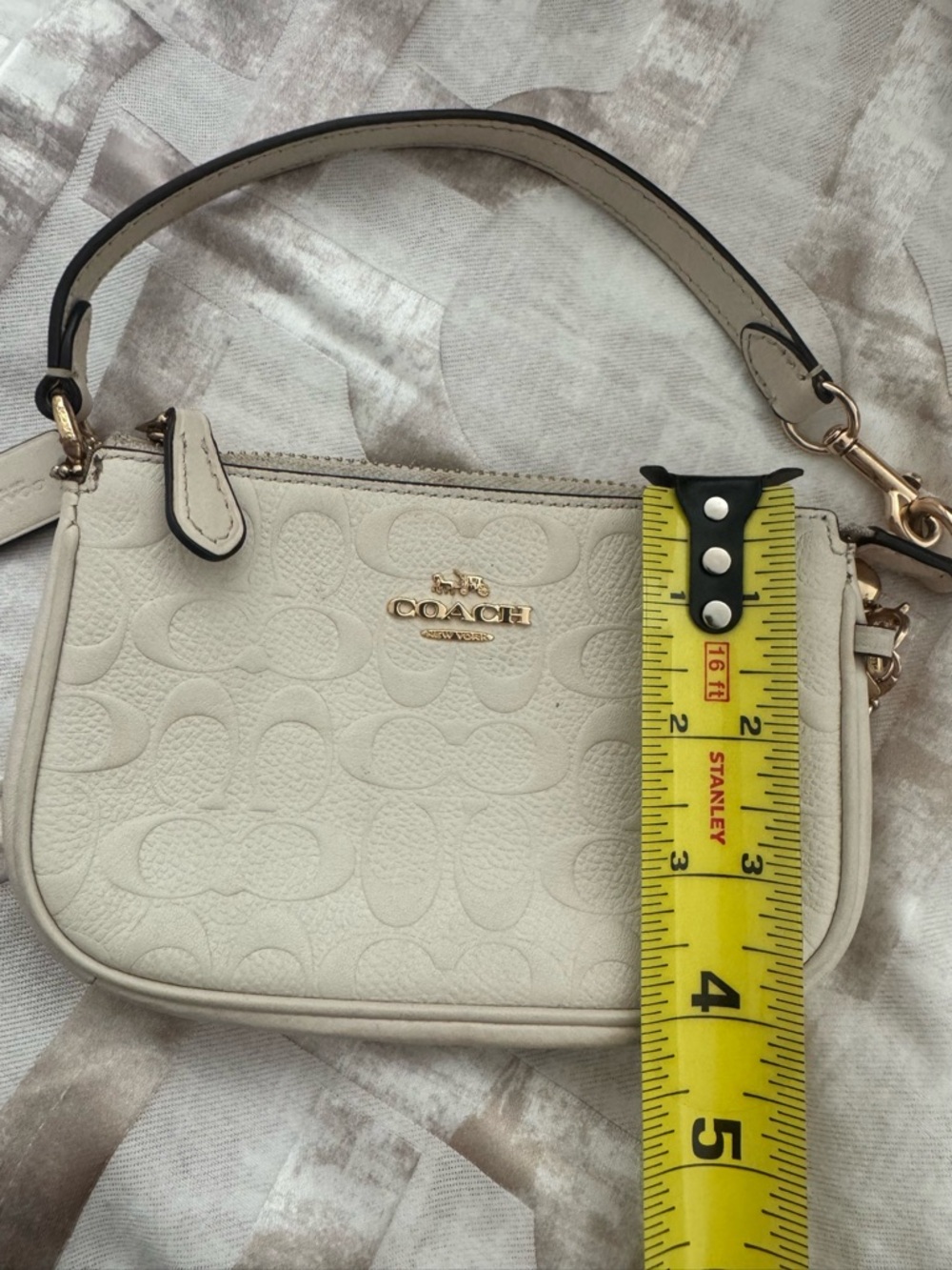 Coach Cream Signature Mini Wristlet with Gold Hardware - Picture 9 of 9